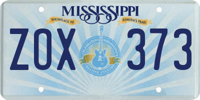 MS license plate ZOX373