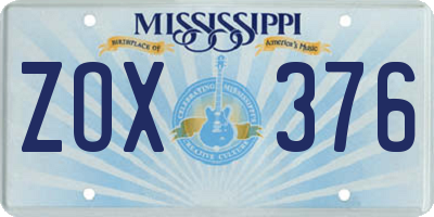 MS license plate ZOX376