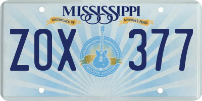 MS license plate ZOX377