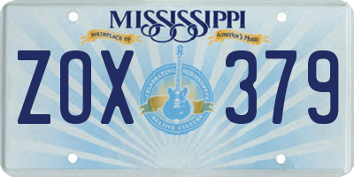 MS license plate ZOX379