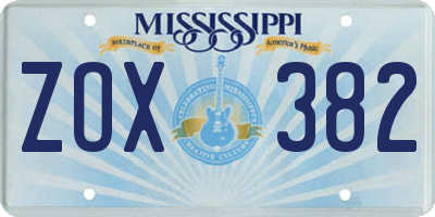 MS license plate ZOX382