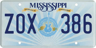 MS license plate ZOX386