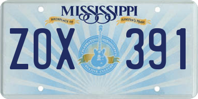 MS license plate ZOX391