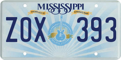 MS license plate ZOX393