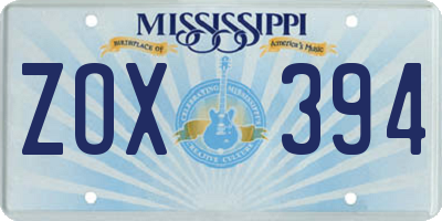 MS license plate ZOX394