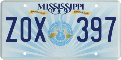 MS license plate ZOX397