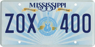 MS license plate ZOX400