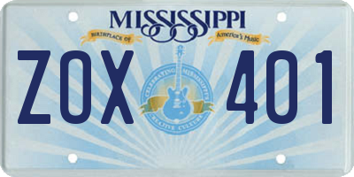 MS license plate ZOX401