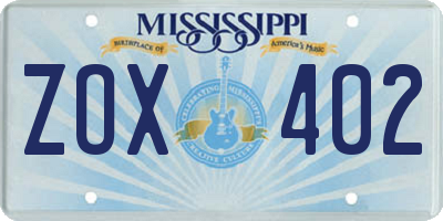 MS license plate ZOX402