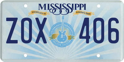 MS license plate ZOX406