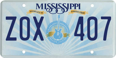 MS license plate ZOX407