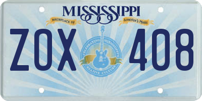 MS license plate ZOX408