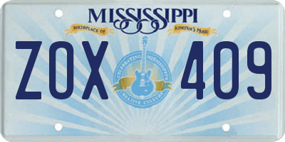 MS license plate ZOX409