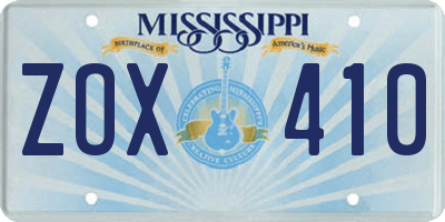 MS license plate ZOX410