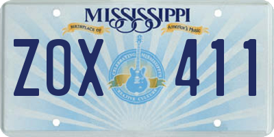 MS license plate ZOX411