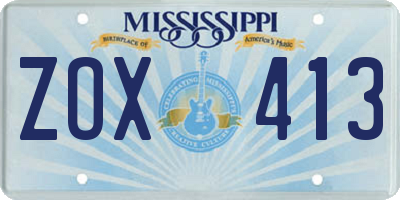 MS license plate ZOX413