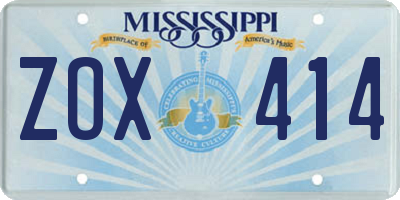 MS license plate ZOX414