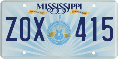 MS license plate ZOX415