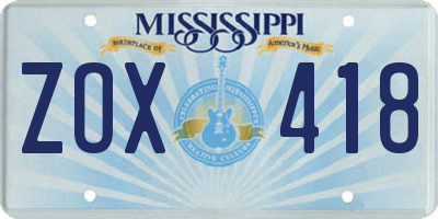 MS license plate ZOX418