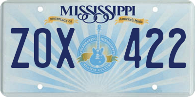 MS license plate ZOX422