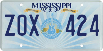 MS license plate ZOX424