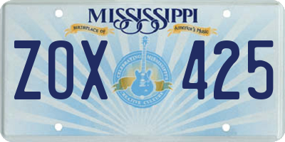 MS license plate ZOX425