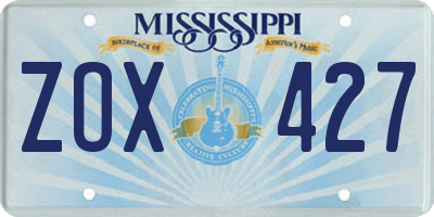 MS license plate ZOX427