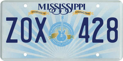 MS license plate ZOX428