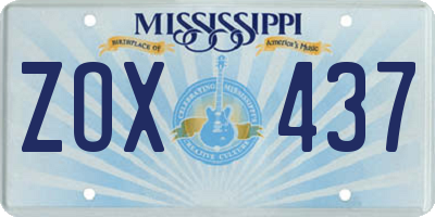 MS license plate ZOX437