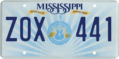 MS license plate ZOX441