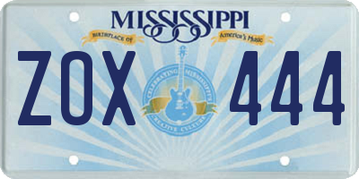 MS license plate ZOX444