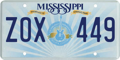 MS license plate ZOX449