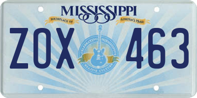 MS license plate ZOX463