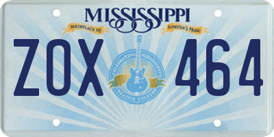 MS license plate ZOX464