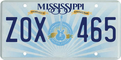 MS license plate ZOX465