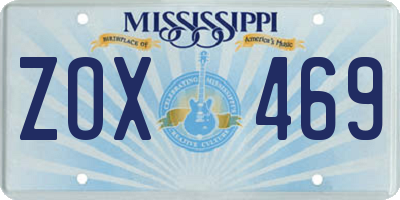 MS license plate ZOX469