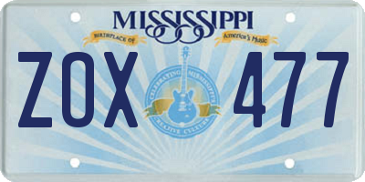 MS license plate ZOX477