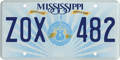 MS license plate ZOX482