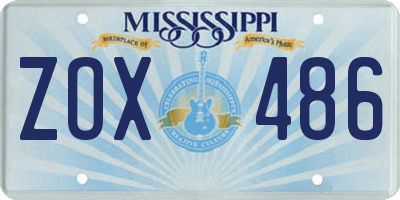 MS license plate ZOX486