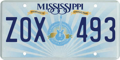 MS license plate ZOX493