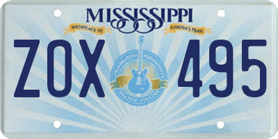 MS license plate ZOX495
