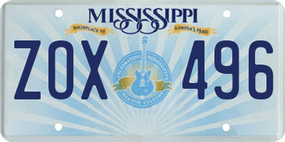 MS license plate ZOX496