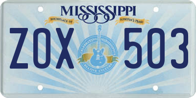 MS license plate ZOX503