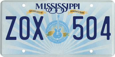 MS license plate ZOX504