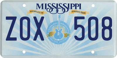 MS license plate ZOX508