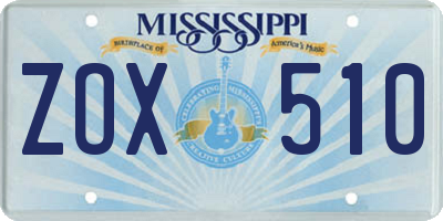 MS license plate ZOX510