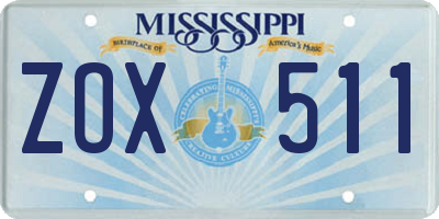MS license plate ZOX511