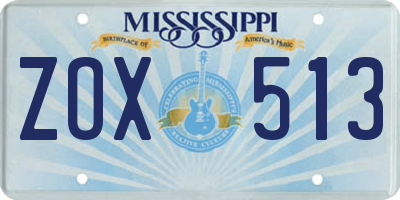 MS license plate ZOX513
