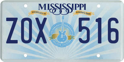 MS license plate ZOX516