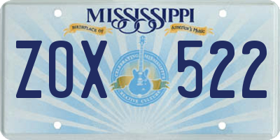 MS license plate ZOX522